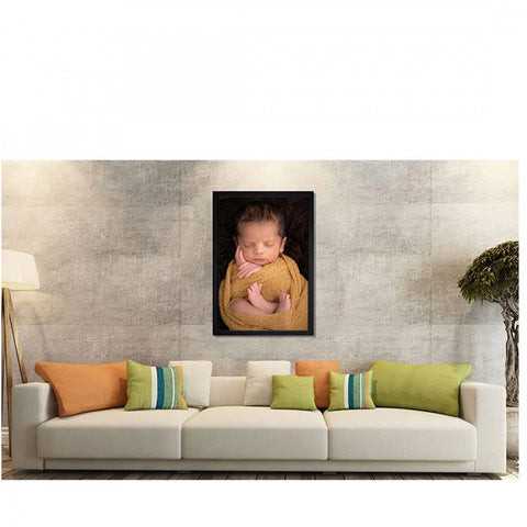 Generic Baby Photo Painting with Synthetic Photo Frame (Multicolor)