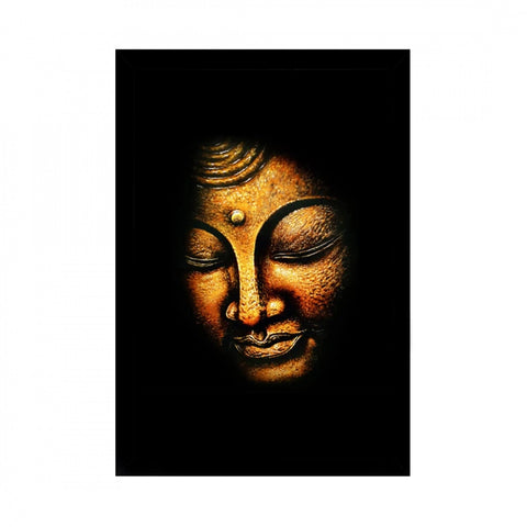 Generic Buddha Painting with Synthetic Photo Frame (Multicolor)