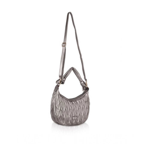 Generic Women's Faux Leather Textured Handbag (Silver Grey)