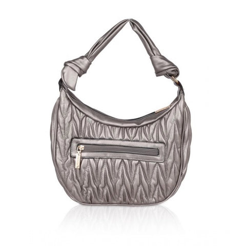 Generic Women's Faux Leather Textured Handbag (Silver Grey)