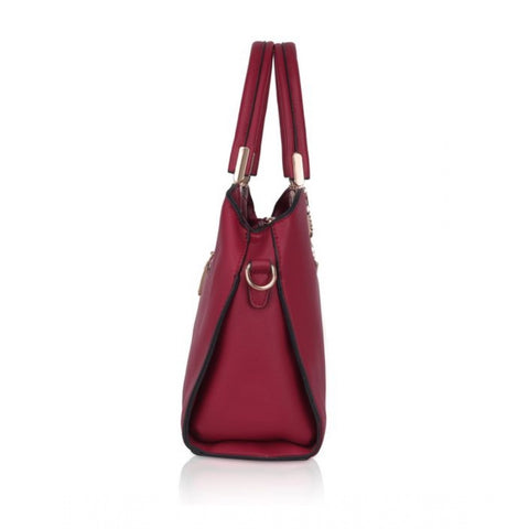 Generic Women's Faux Leather Solid Handbag (Maroon)