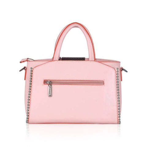 Generic Women's Faux Leather Metal Beads Handbag (Pink)