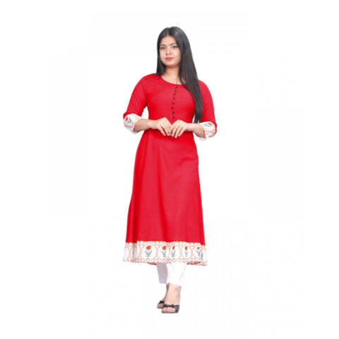 Generic Women's Casual Viscose Rayon 3-4th Sleeve Kurti (Red)