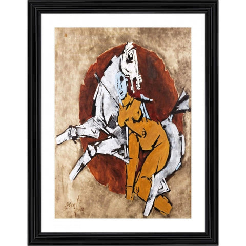 Generic A Queens Horse Painting With Wood Photo Frame (Multicolor)