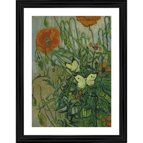 Generic Butterflies and Poppies 1889 Painting With Wood Photo Frame (Multicolor)