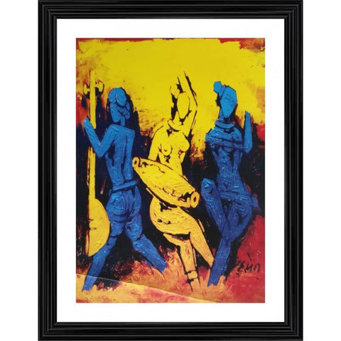 Generic Dancers Painting With Wood Photo Frame (Multicolor)