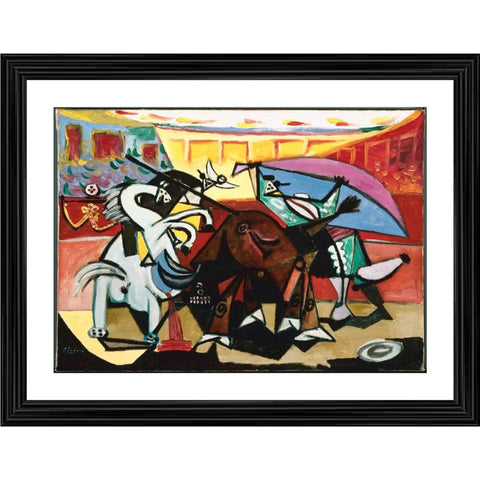 Generic Bullfight 3 Painting With Wood Photo Frame (Multicolor)