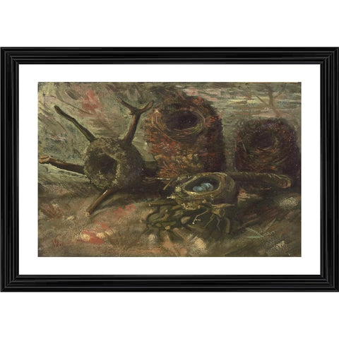 Generic Birds Nests 1885 Painting With Wood Photo Frame (Multicolor)