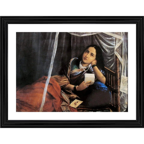 Generic Disappointed Woman in Love 1887 Painting With Wood Photo Frame (Multicolor)