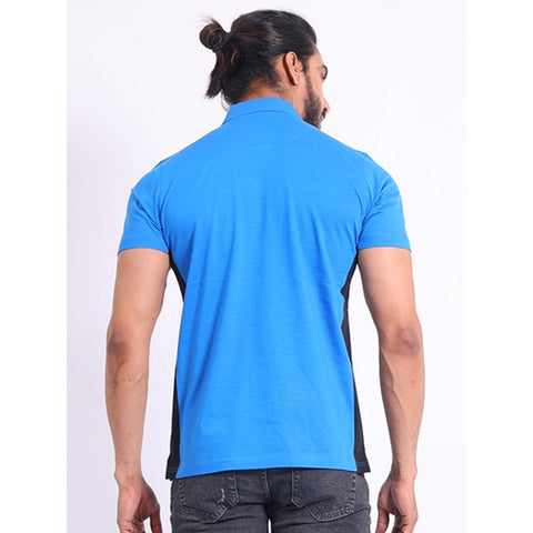 Generic Men's Casual Cotton Printed Polo Neck Half Sleeve T-Shirt (Inkblue)