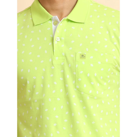 Generic Men's Casual Cotton Printed Polo Neck Half Sleeve T-Shirt (Green)