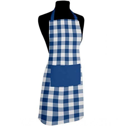 Generic Cotton Checked  Aprons (Blue, Size: 28x32 In)