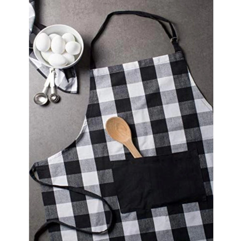 Generic Cotton Checked  Aprons (Black &amp; White, Size: 28x32 In)