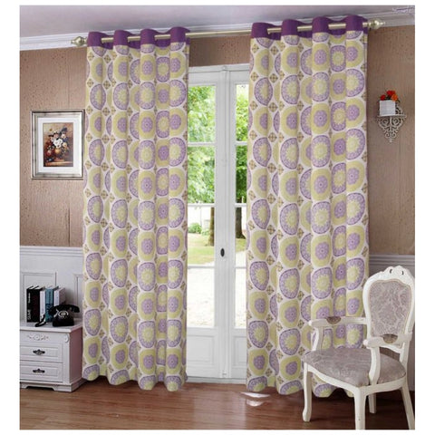 Generic Cotton Printed Curtains (Purple, Size: 54x90 In)