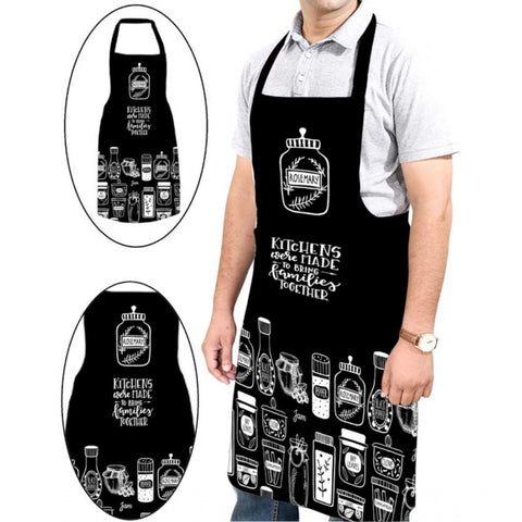 Generic Cotton Printed Aprons (Black, Size: 24x31 In)