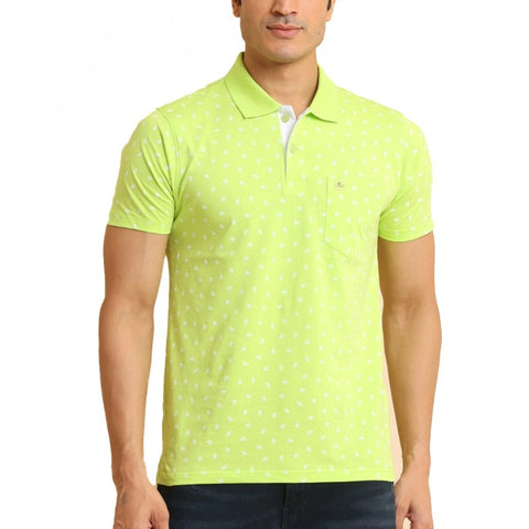 Generic Men's Casual Cotton Printed Polo Neck Half Sleeve T-Shirt (Green)