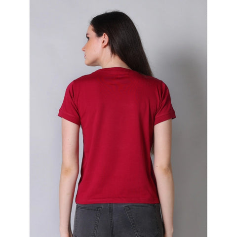 Generic Women's Cotton Blended Solid Round Neck Half Sleeve T-Shirt (Maroon)